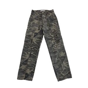 Girl Index Camo Cargo Pants Size 5 (28x30) Green Six Pockets Straight Leg Y2K